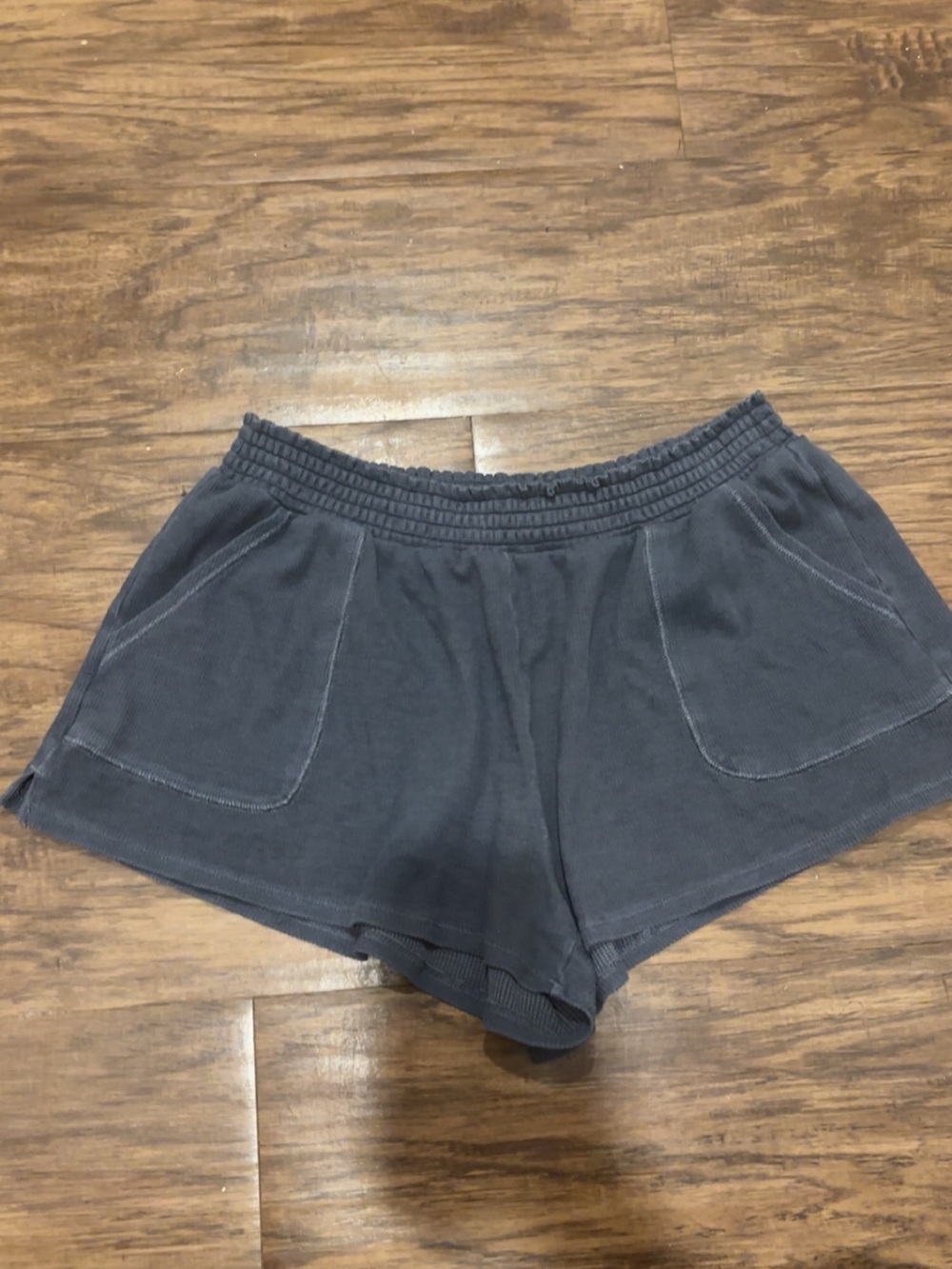 Aeropostale Charcoal Blue Elastic-Waist Athletic Shorts
